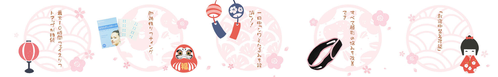 25歳から始まるファーストエイジングに、小顔美人リフトアップベルトと小顔リフトアップテープでやさしくフェイスラインと小じわをケアするイメージバナー