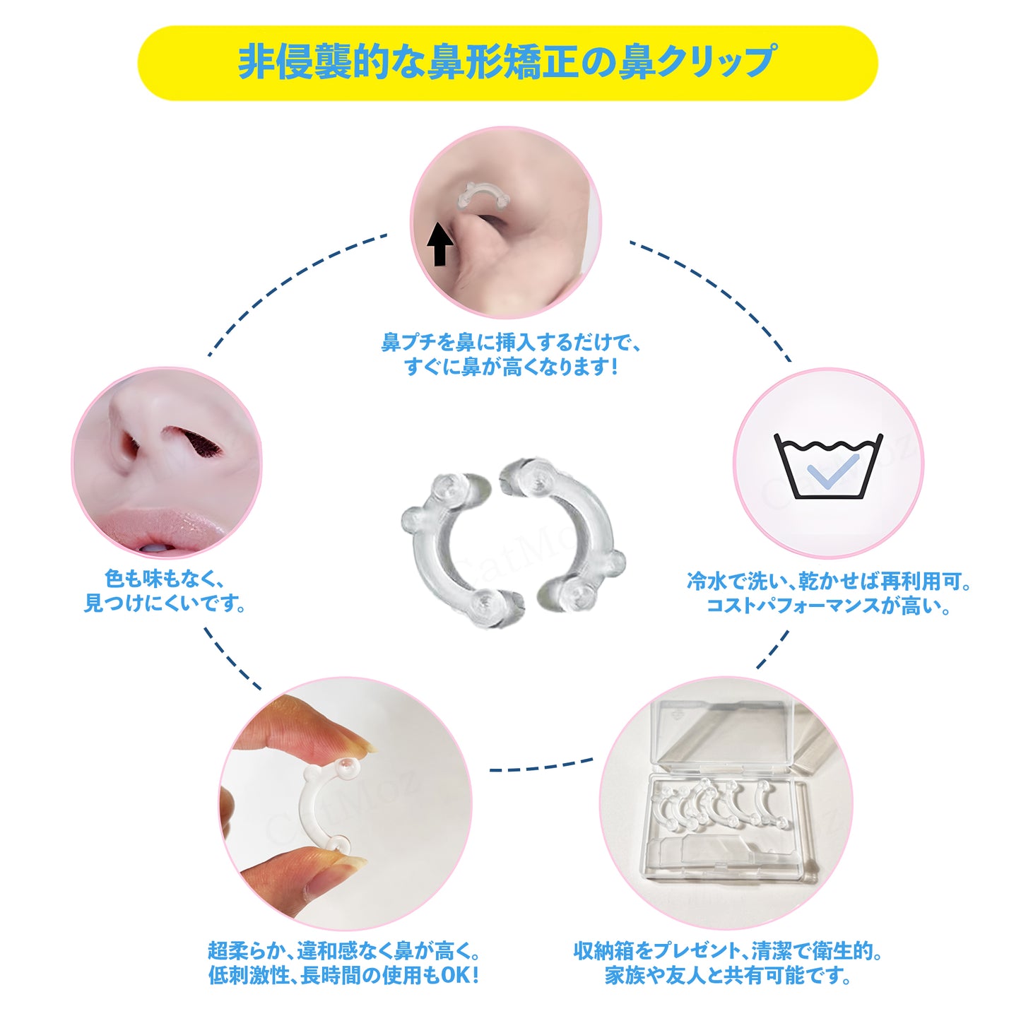 CatMoz 3Dインビジブル鼻プチ（透明・3サイズ展開）