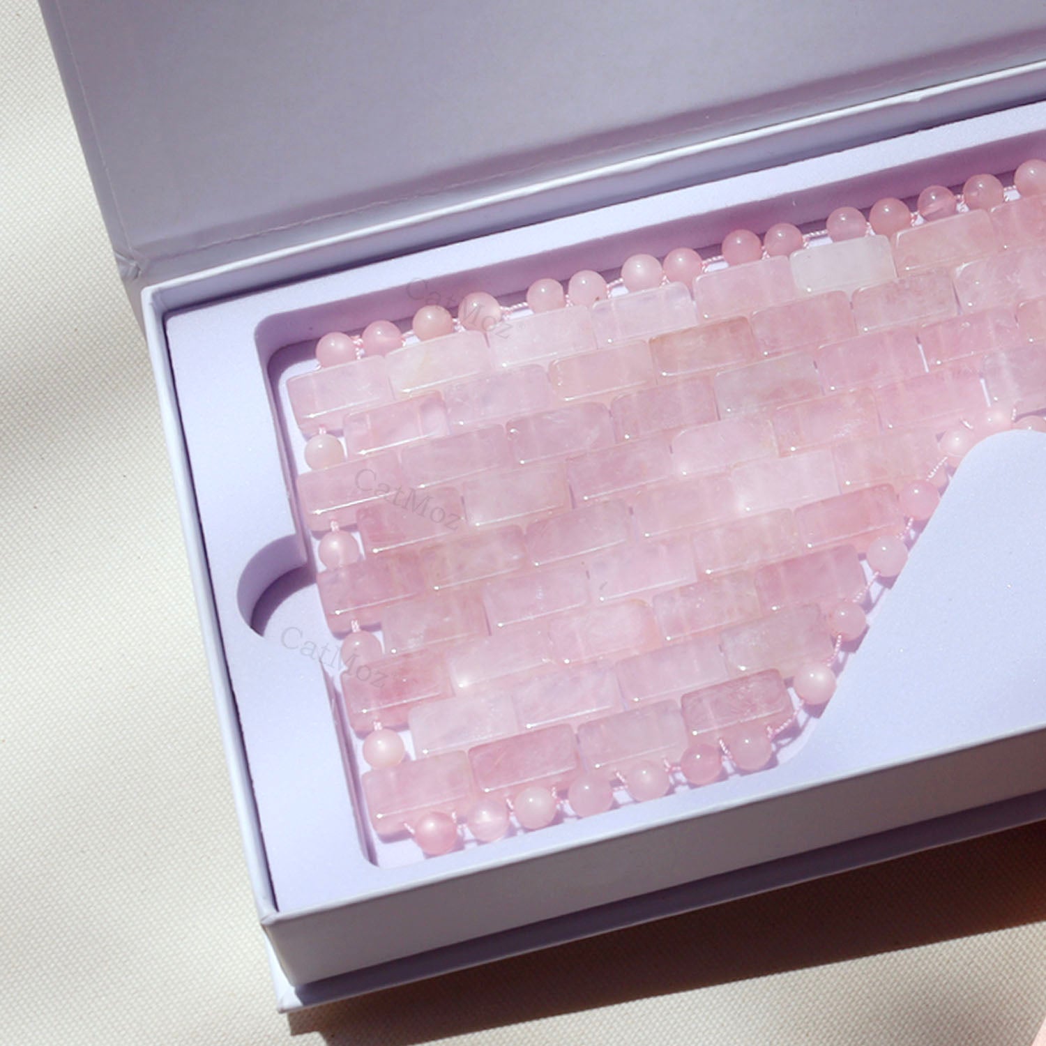 天然石アイマスク, ローズクォーツ, ヒーリング, リラックス, 美容ケア