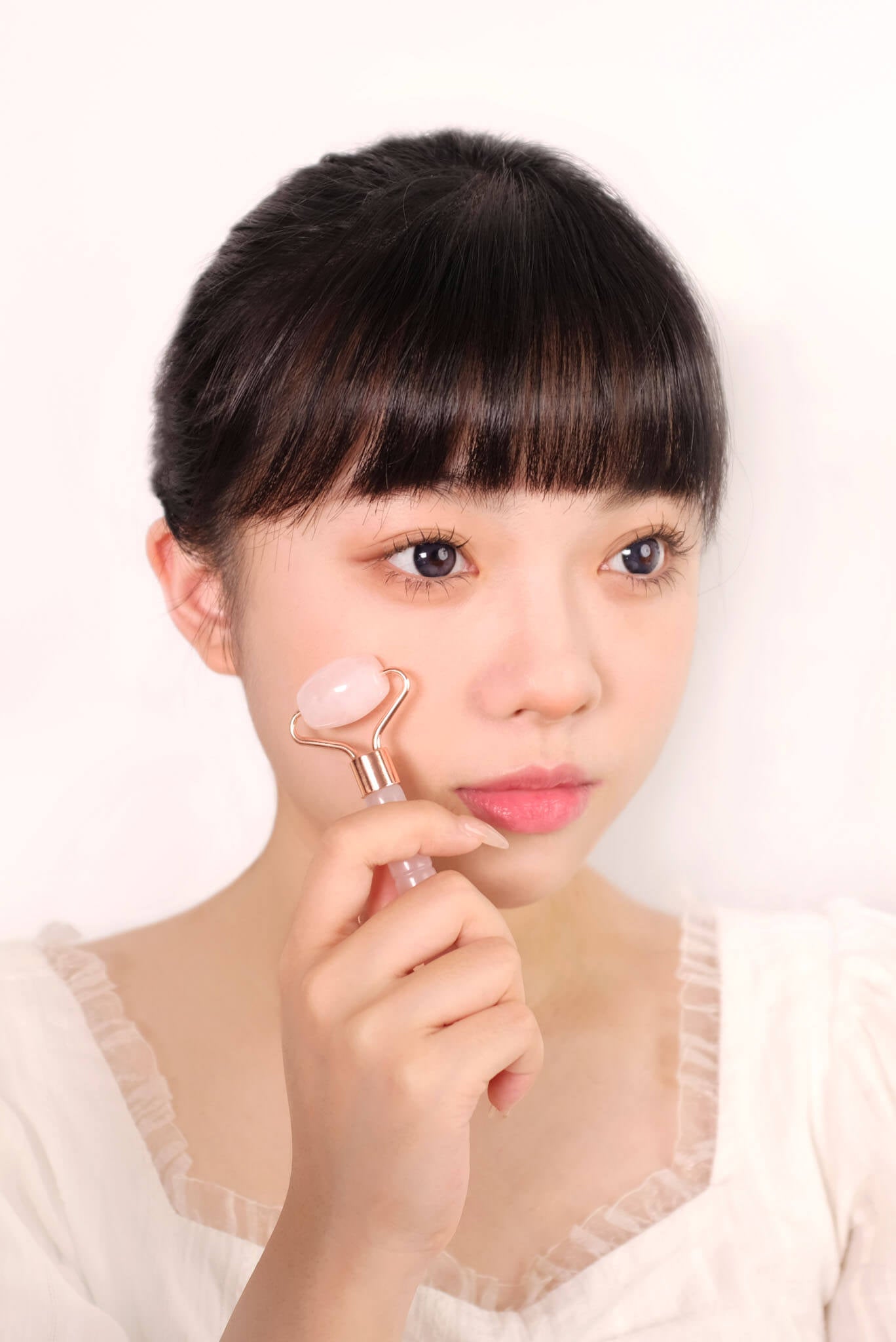 CatMoz ローズクォーツ フェイスミニローラー｜小顔マッサージ＆むくみケア・ツボ押し