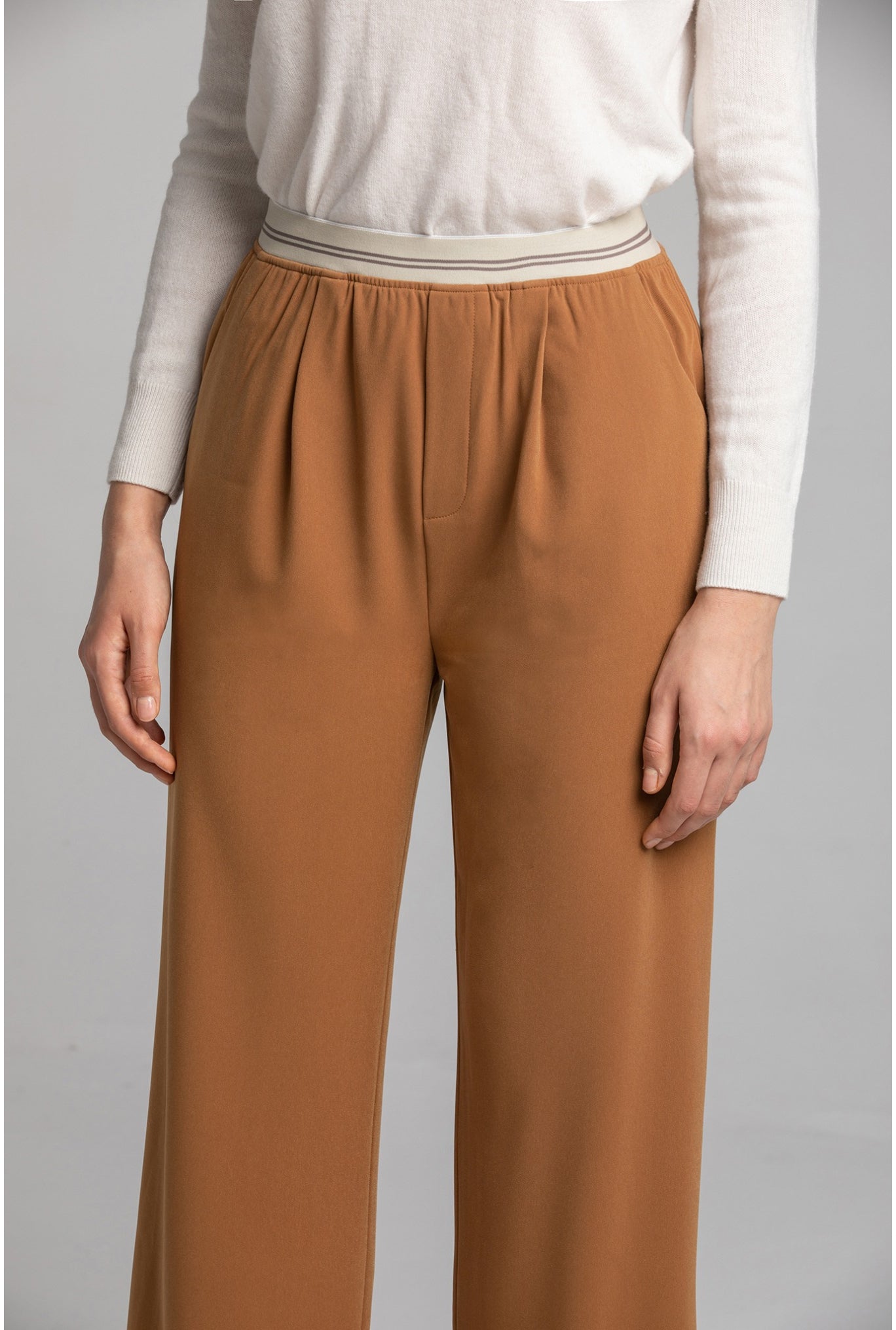 CatMoz ウエストワイドレッグパンツ｜ハイウエスト ストレッチ ワイドストレート